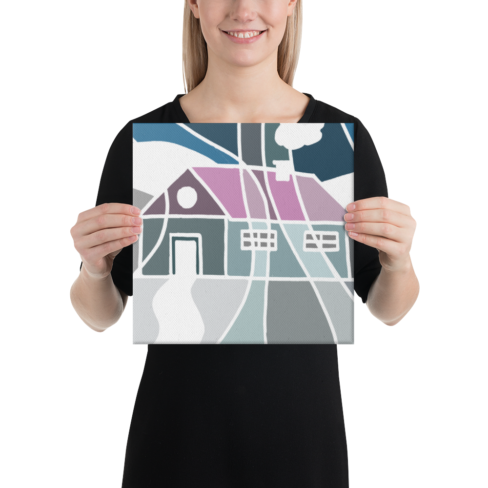Pastel Winter House | Canvas