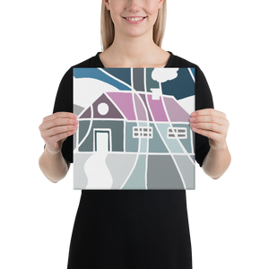 Pastel Winter House | Canvas