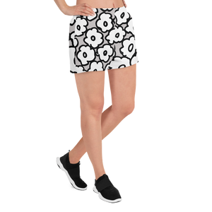 Happy White Flowers | Women's Athletic Short Shorts