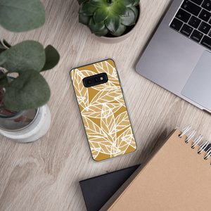 White Leaves on Gold | Samsung Case