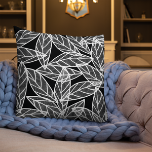 White Leaves on Black | Pillow
