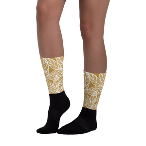 White Leaves on Gold | Socks