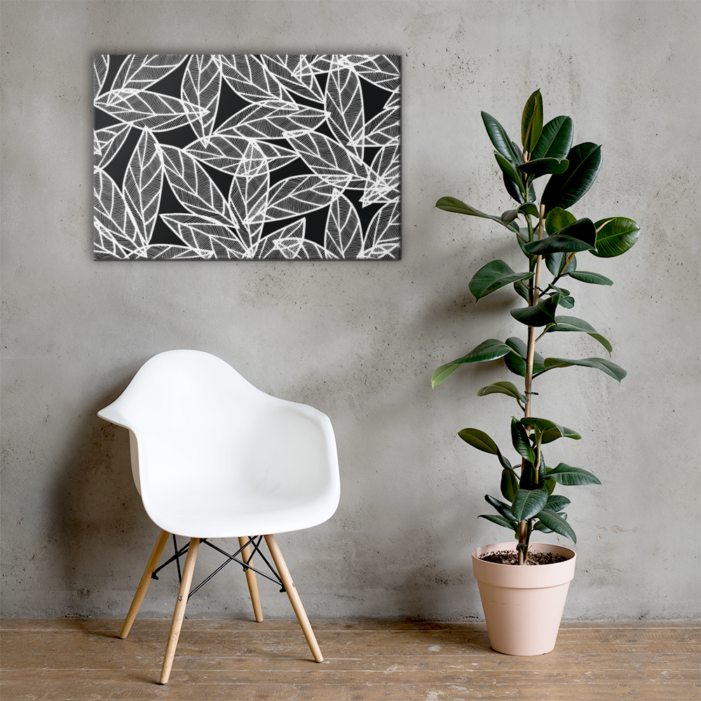 White Leaves on Black | Canvas