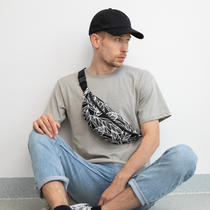 White Leaves on Black | Fanny Pack