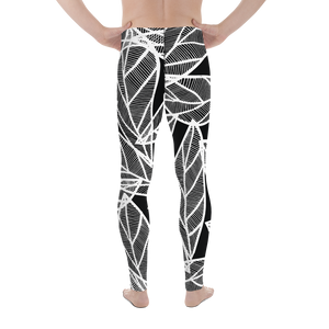 White Leaves on Black | Men's Leggings