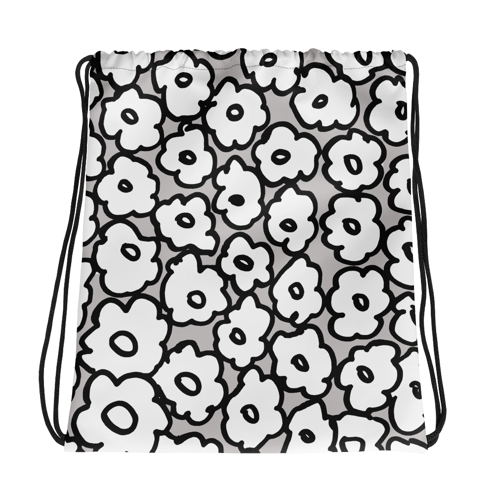 Happy White Flowers | Drawstring Bag