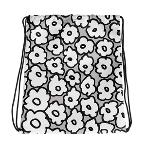 Happy White Flowers | Drawstring Bag