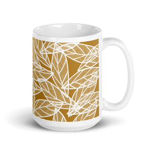 White Leaves on Gold | Mug