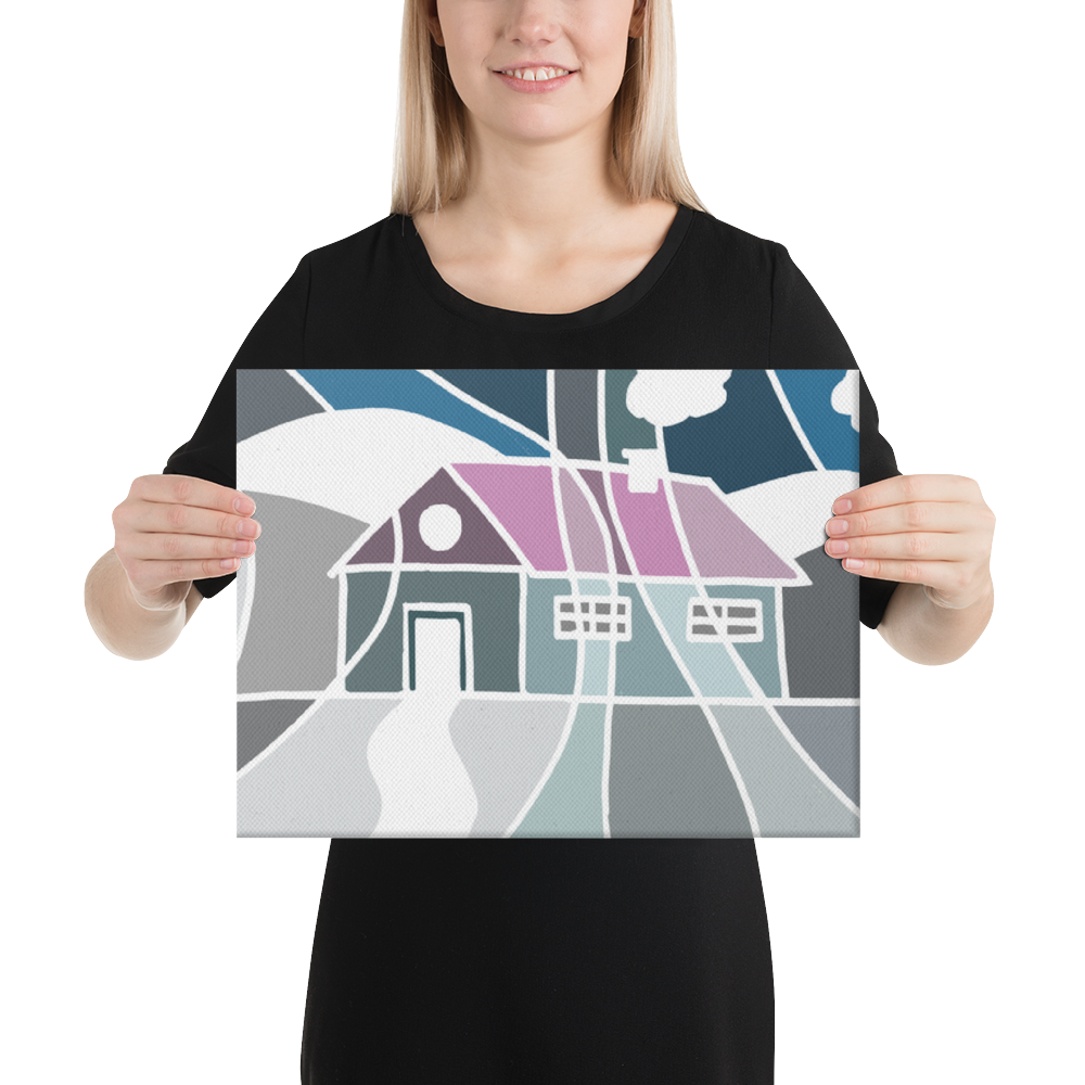 Pastel Winter House | Canvas