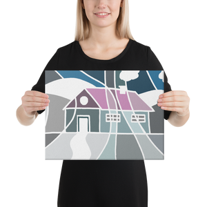 Pastel Winter House | Canvas