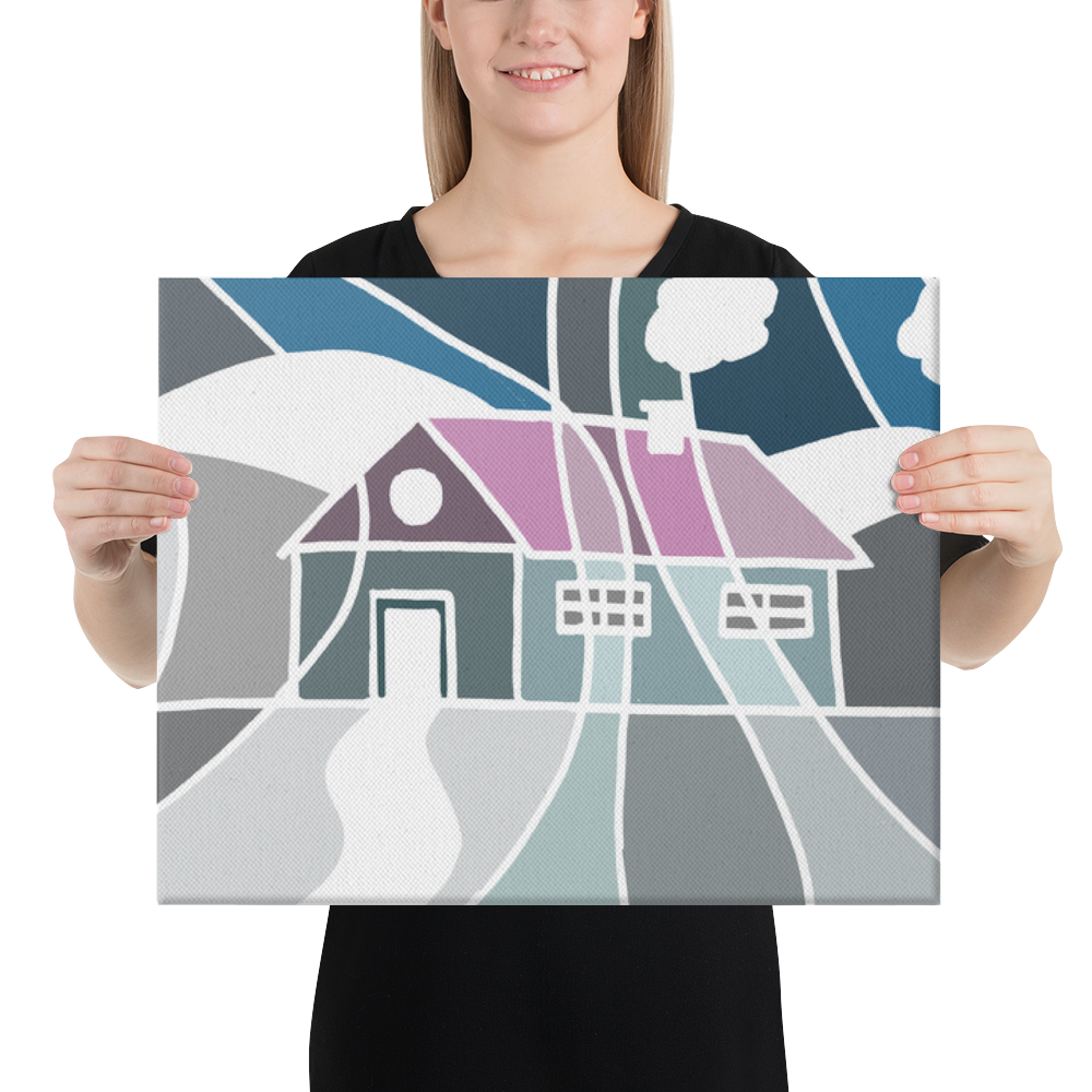 Pastel Winter House | Canvas