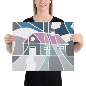Pastel Winter House | Canvas