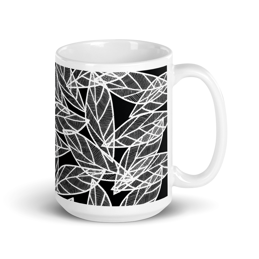 White Leaves on Black | Mug