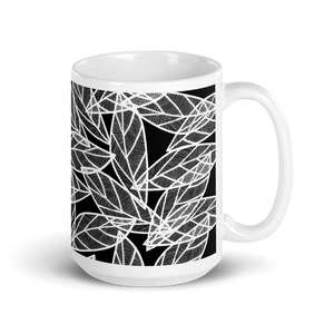 White Leaves on Black | Mug