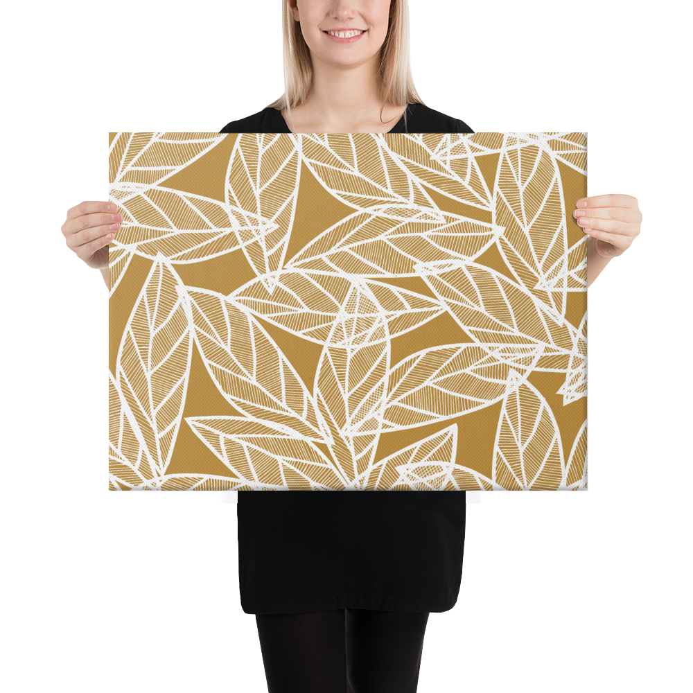 White Leaves on Gold | Canvas