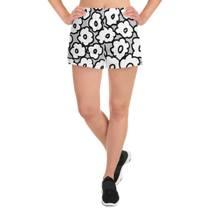 Happy White Flowers | Women's Athletic Short Shorts