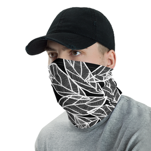 White Leaves on Black | Neck Gaiter
