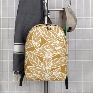 White Leaves on Gold | Minimalist Backpack