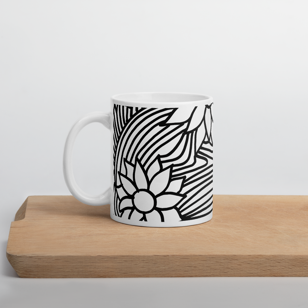 Black And White Flower Ornament | Mug