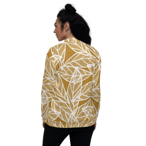 White Leaves on Gold | Bomber Jacket