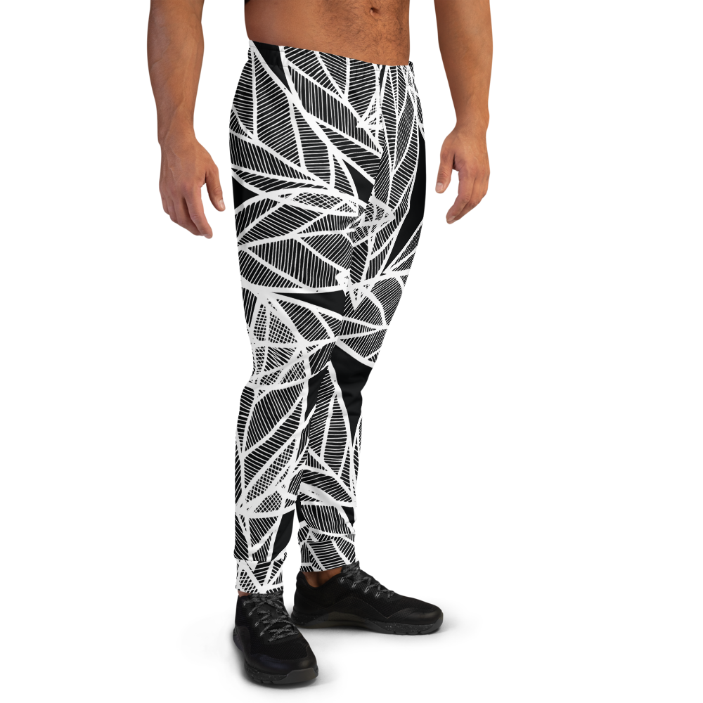 White Leaves on Black | Men's Joggers
