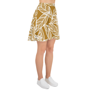 White Leaves on Gold | Skater Skirt