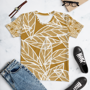 White Leaves on Gold | Women's T-Shirt