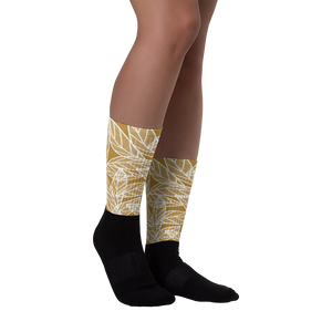 White Leaves on Gold | Socks