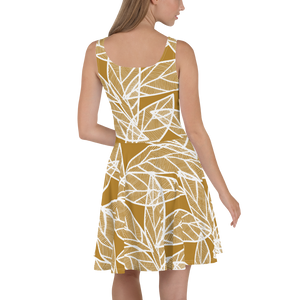 White Leaves on Gold | Skater Dress