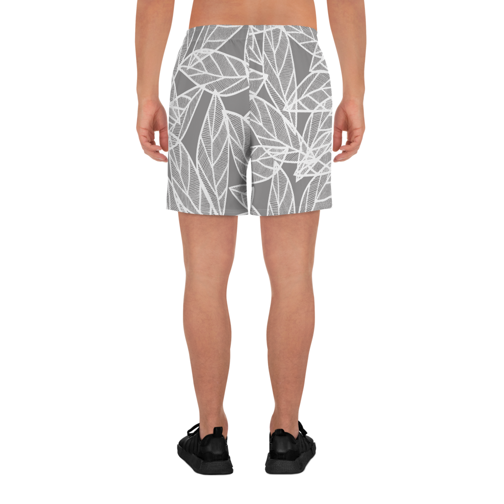 Messy White Leaves | Men's Athletic Long Shorts