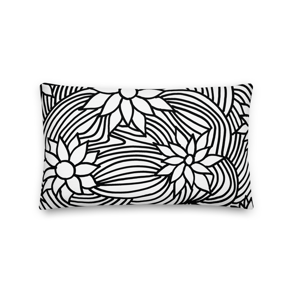 Black And White Flower Ornament | Pillow