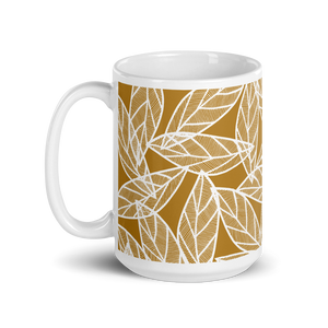 White Leaves on Gold | Mug