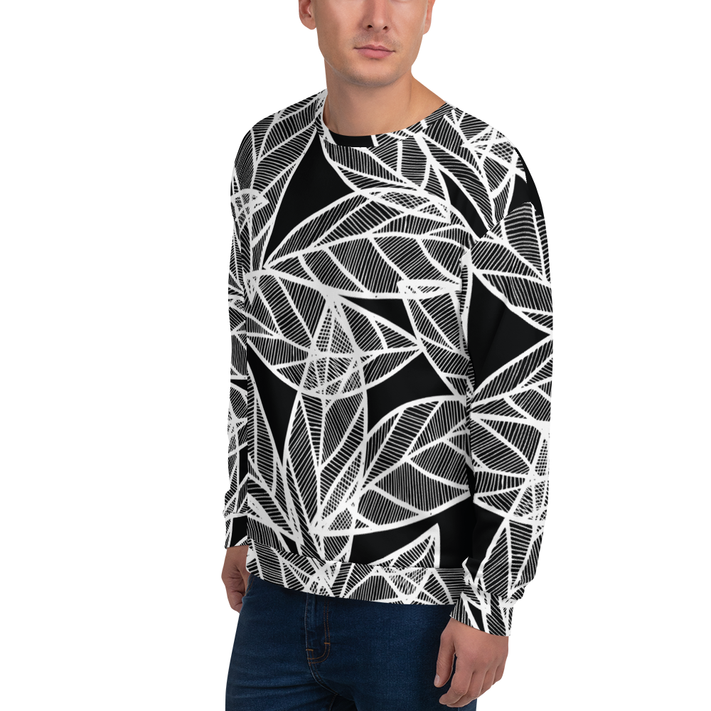 White Leaves on Black | Sweatshirt