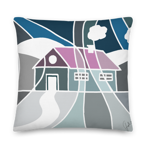 Pastel Winter House | Pillow