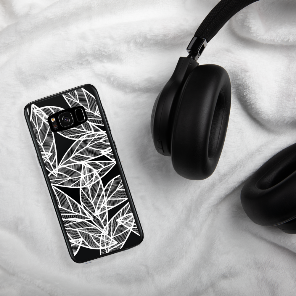 White Leaves on Black | Samsung Case