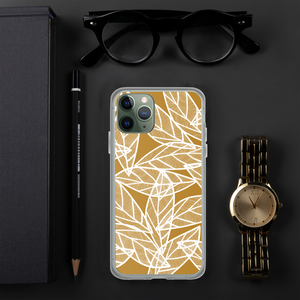 White Leaves on Gold | iPhone Case