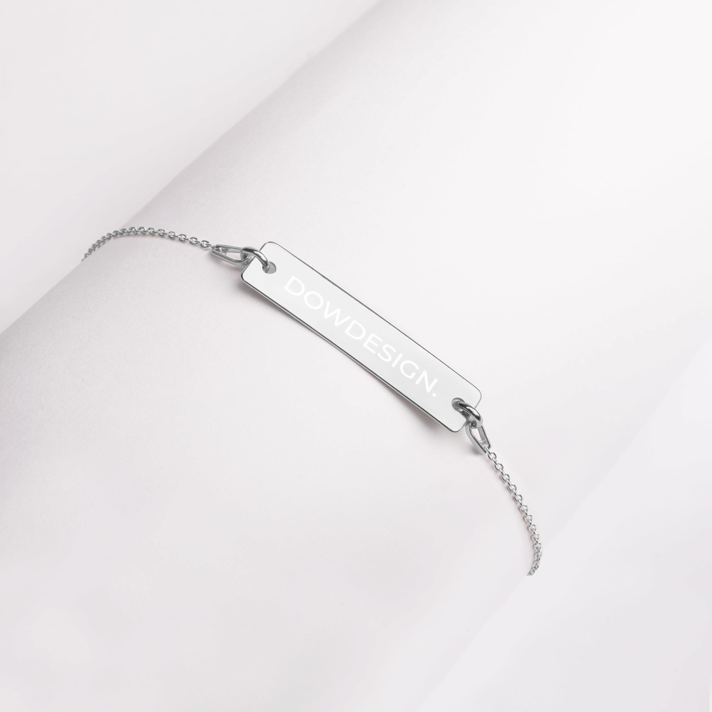 DOWDESIGN. | Engraved Silver Bar Chain Bracelet