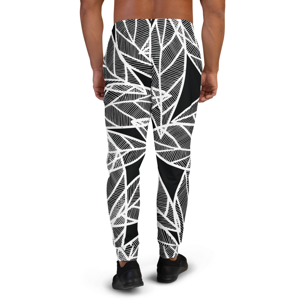 White Leaves on Black | Men's Joggers