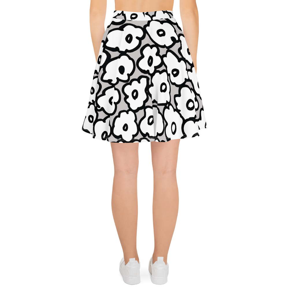 Happy White Flowers | Skater Skirt