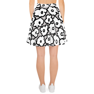 Happy White Flowers | Skater Skirt