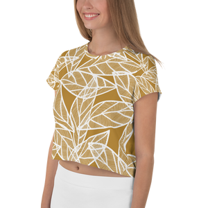 White Leaves on Gold | Crop Tee