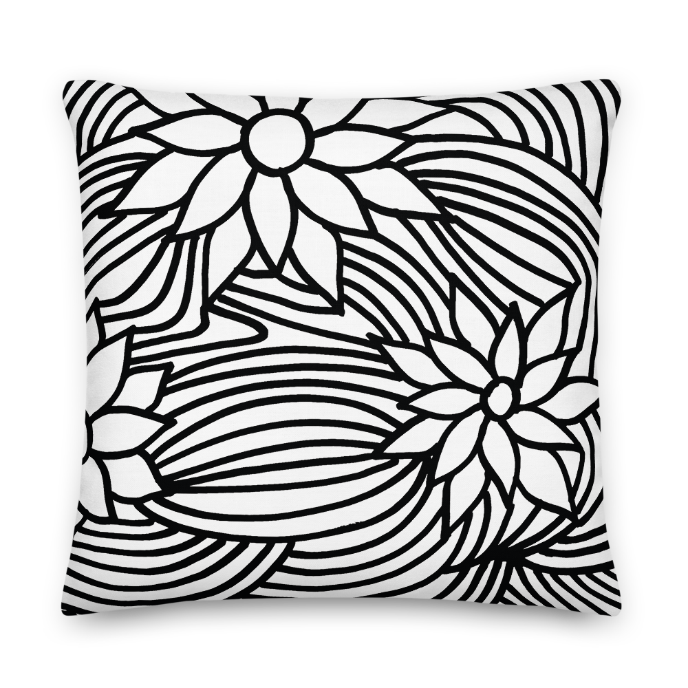 Black And White Flower Ornament | Pillow