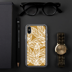 White Leaves on Gold | iPhone Case