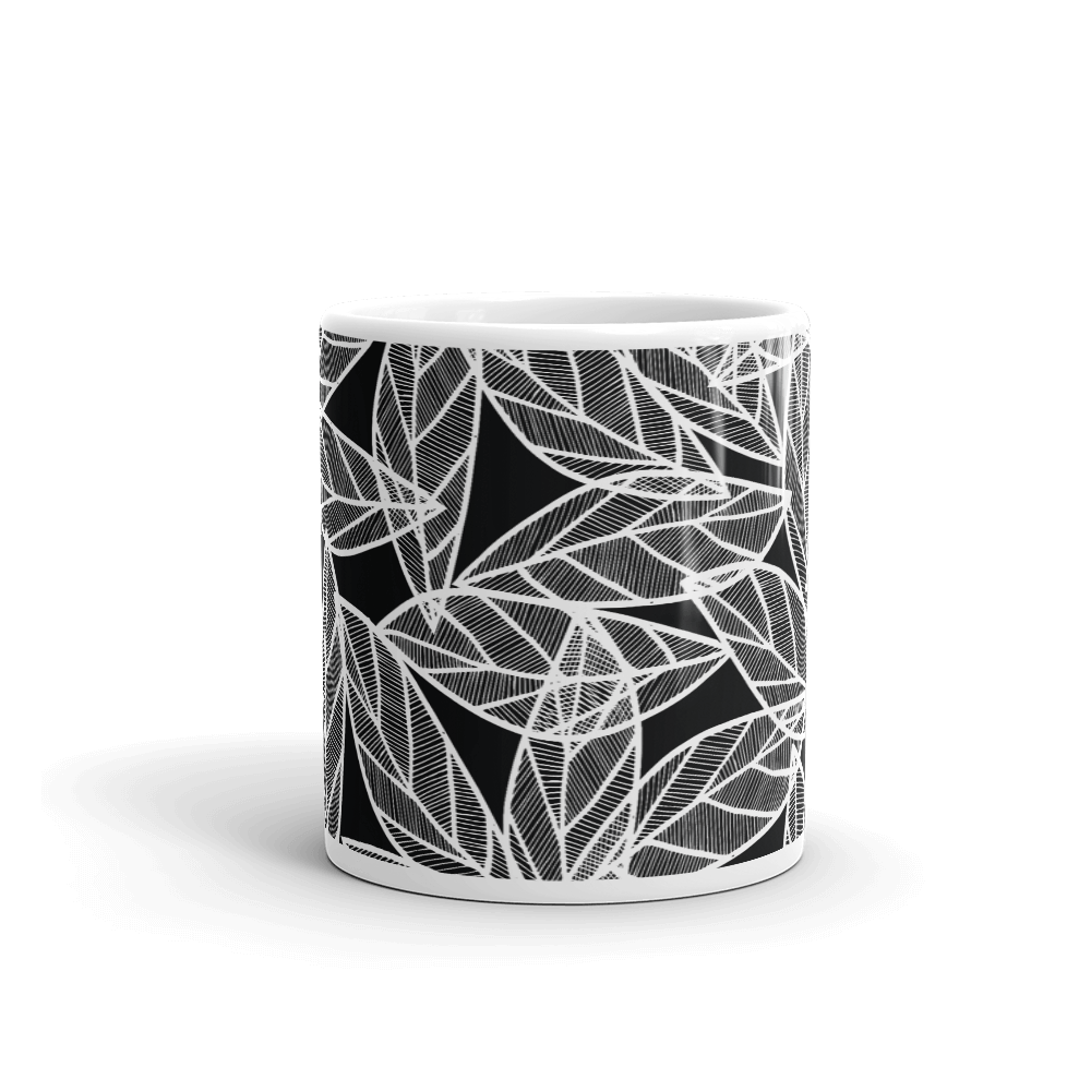 White Leaves on Black | Mug