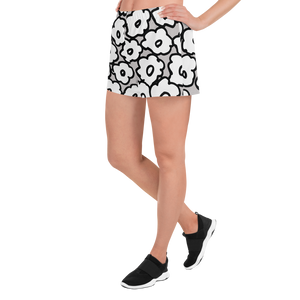 Happy White Flowers | Women's Athletic Short Shorts
