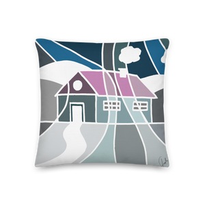 Pastel Winter House | Pillow