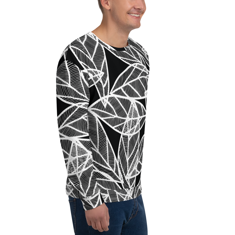 White Leaves on Black | Sweatshirt