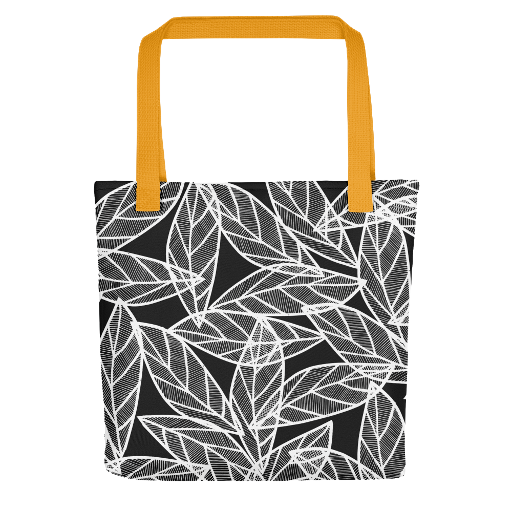 White Leaves on Black | Tote Bag
