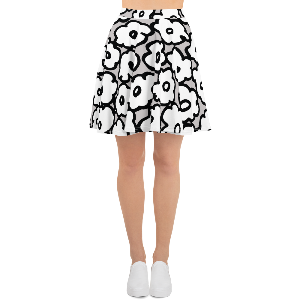 Happy White Flowers | Skater Skirt