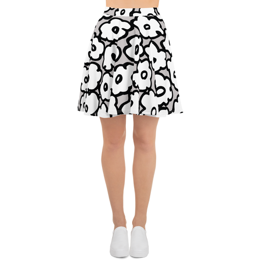 Happy White Flowers | Skater Skirt